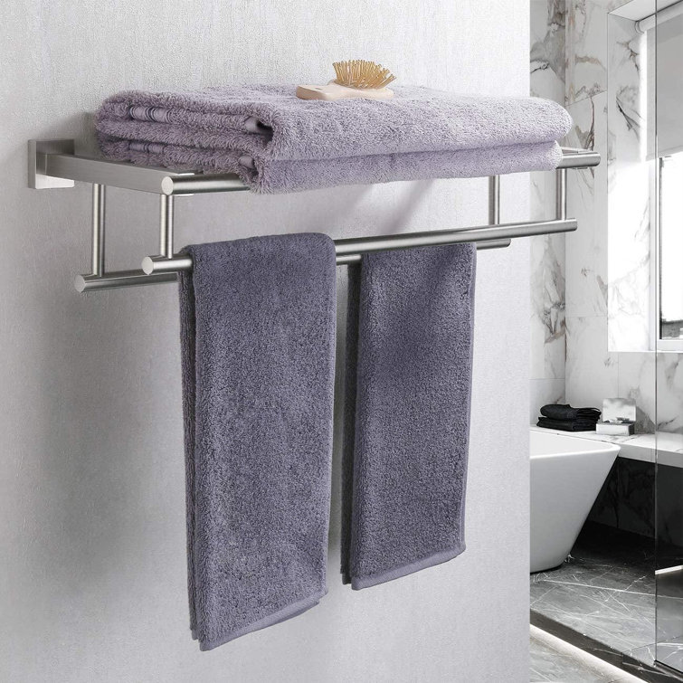 Hotel Bathroom Towel Rack Shelf with Towel Bar Everything Bathroom